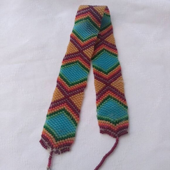 Wide Hand Beaded Vintage Choker Necklace Bracelet Jewelry Woman Man Child Kid - Picture 5 of 10